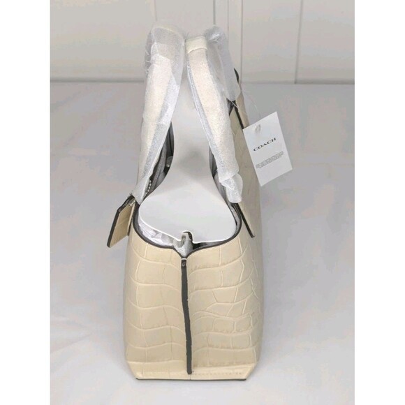 Coach Embossed Croc Willow Tote 24 - Chalk - Picture 2 of 6